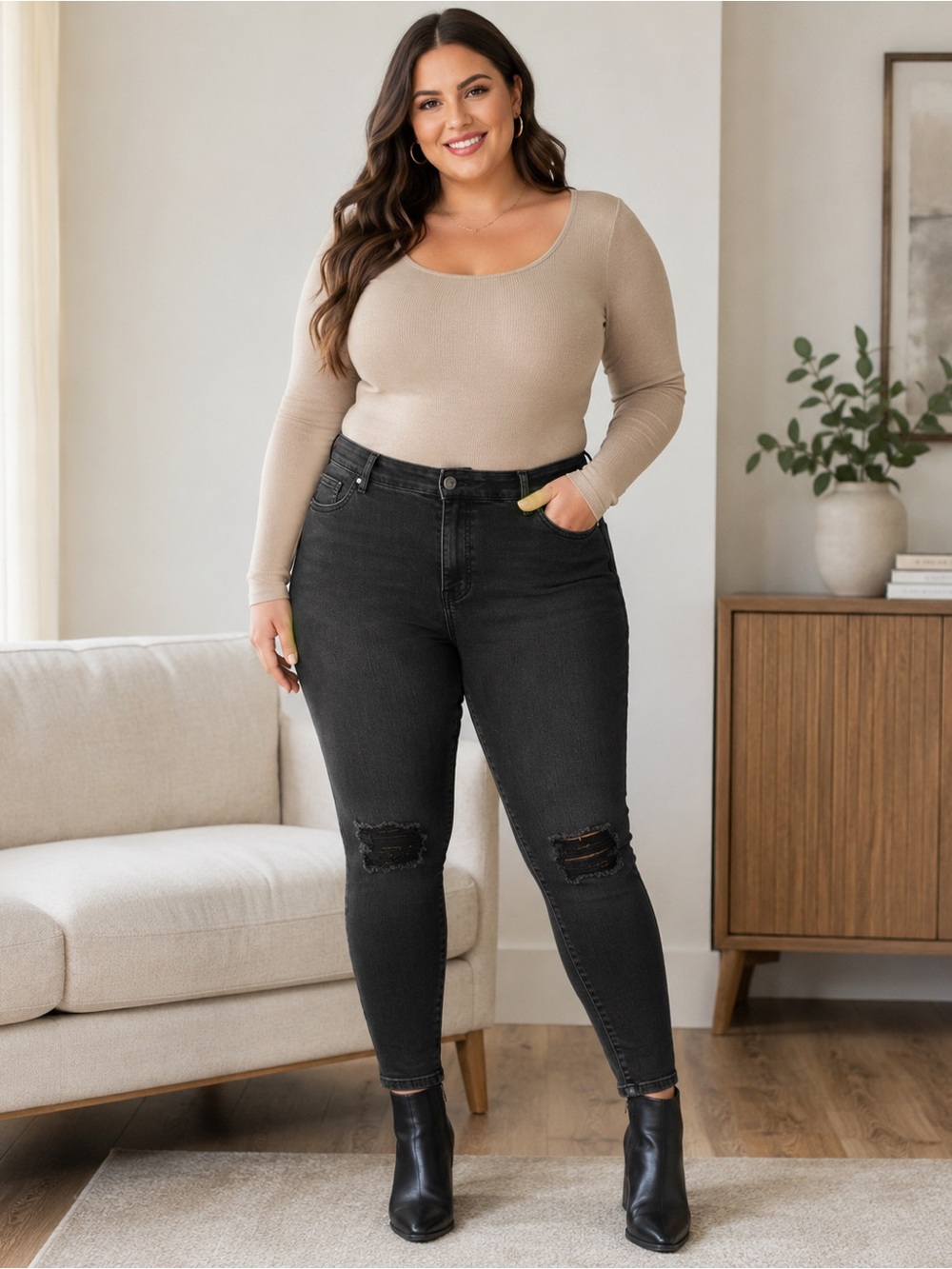 orrid Bombshell Skinny Distressed Black Jeans 18R